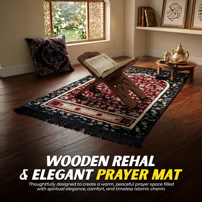5-Pack Islamic Essentials Bundle Prayer Mat, Rehal, Tasbeeh, 3 Attars & Organic Soap